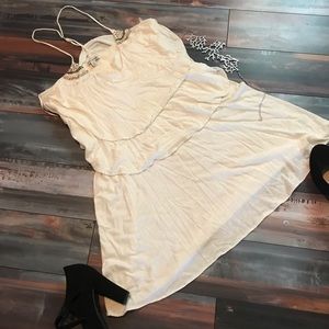 Off-White Summer Dress with Halter Neck and Beads